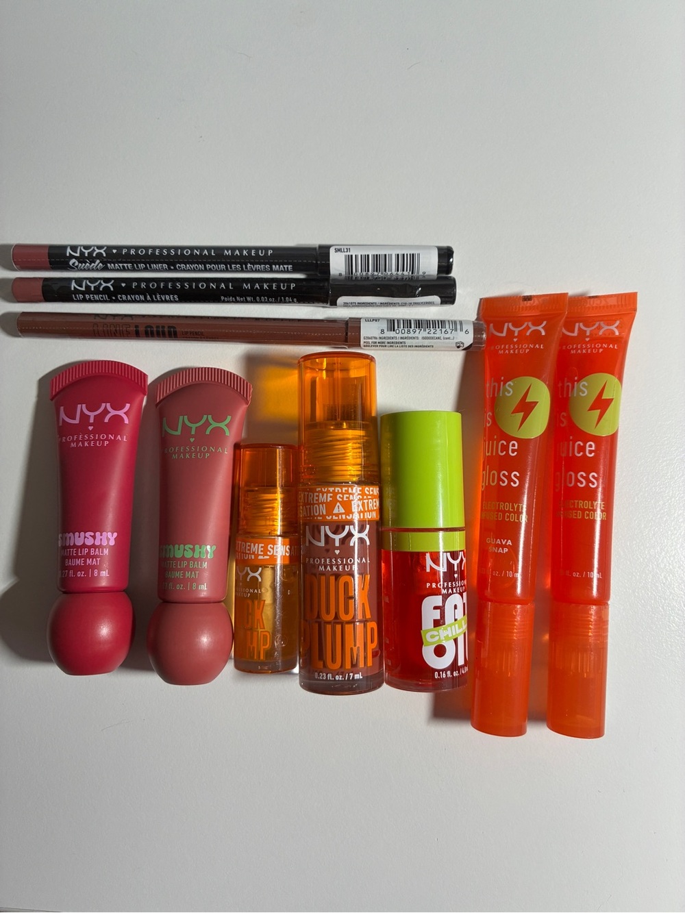 NYX 10pc Lip Bundle 9 Full Size Gloss Balm Lip Oil + Liners NEW Sealed